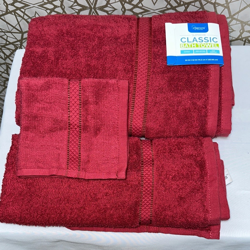 Classic Rich Red Bath Towel Set
